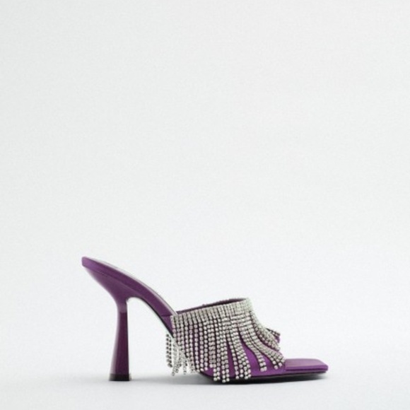 ZARA - Rhinestone Sparkly Heeled Sandals Purple BNWT - Picture 3 of 4